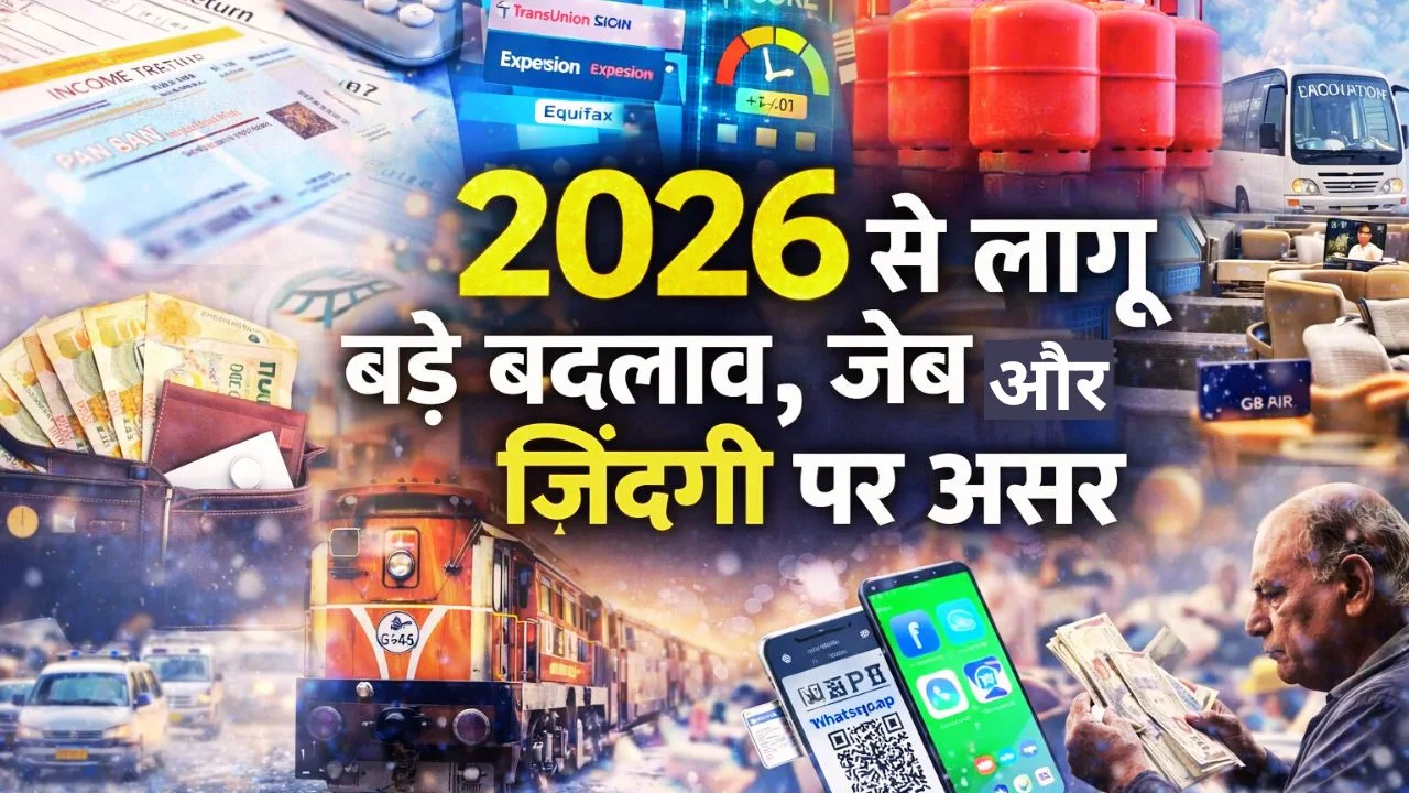 2026 से लागू बड़े नियम, बदलाव, टैक्स, UPI, LPG और रेल पर सीधा असर