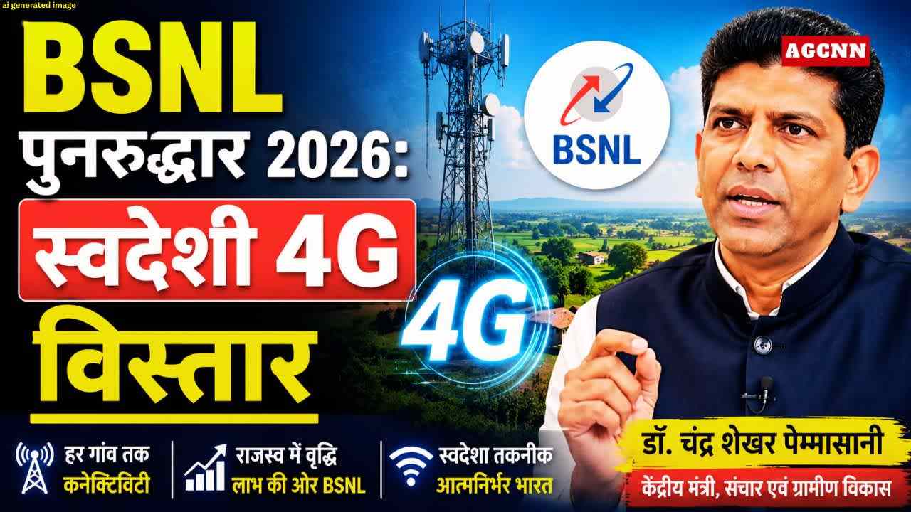 BSNL पुनरुद्धार 2026: स्वदेशी 4G विस्तार, डिजिटल भारत और ग्रामीण कनेक्टिविटी पर मंत्री पेम्मासानी का बड़ा बयान