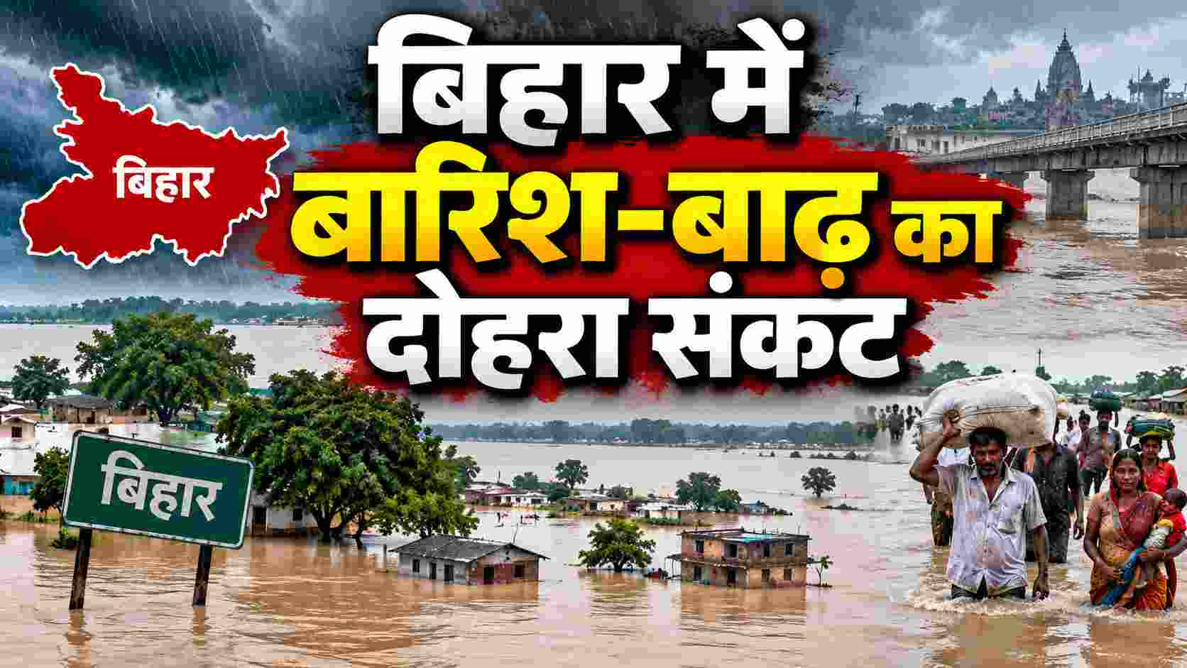 बिहार में बारिश-बाढ़ का दोहरा संकट, 18 जिलों में 6.65 लाख प्रभावित, 13 जिलों में येलो अलर्ट