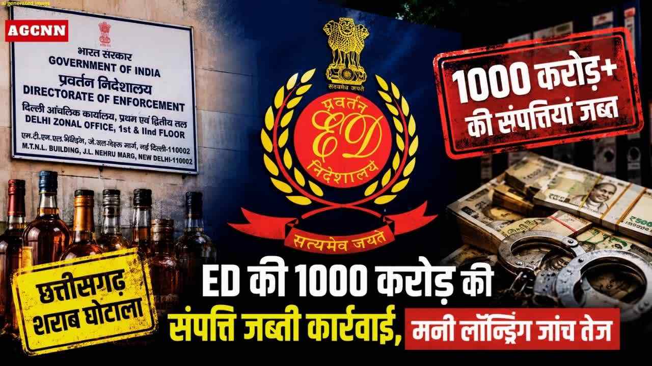 छत्तीसगढ़ शराब घोटाला: ED की 1000 करोड़ की बड़ी कार्रवाई, संपत्तियां जब्त