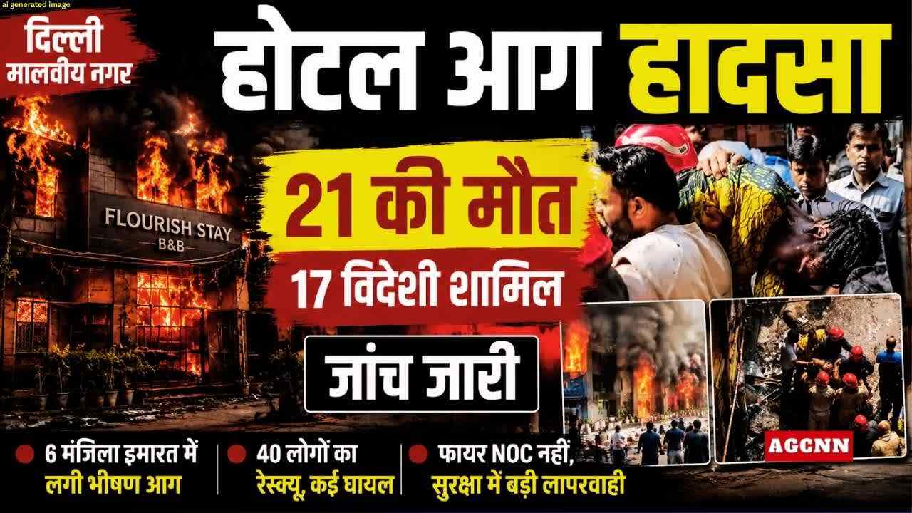 दिल्ली होटल आग हादसा: 21 की मौत, 17 विदेशी नागरिक शामिल, रेस्क्यू जारी