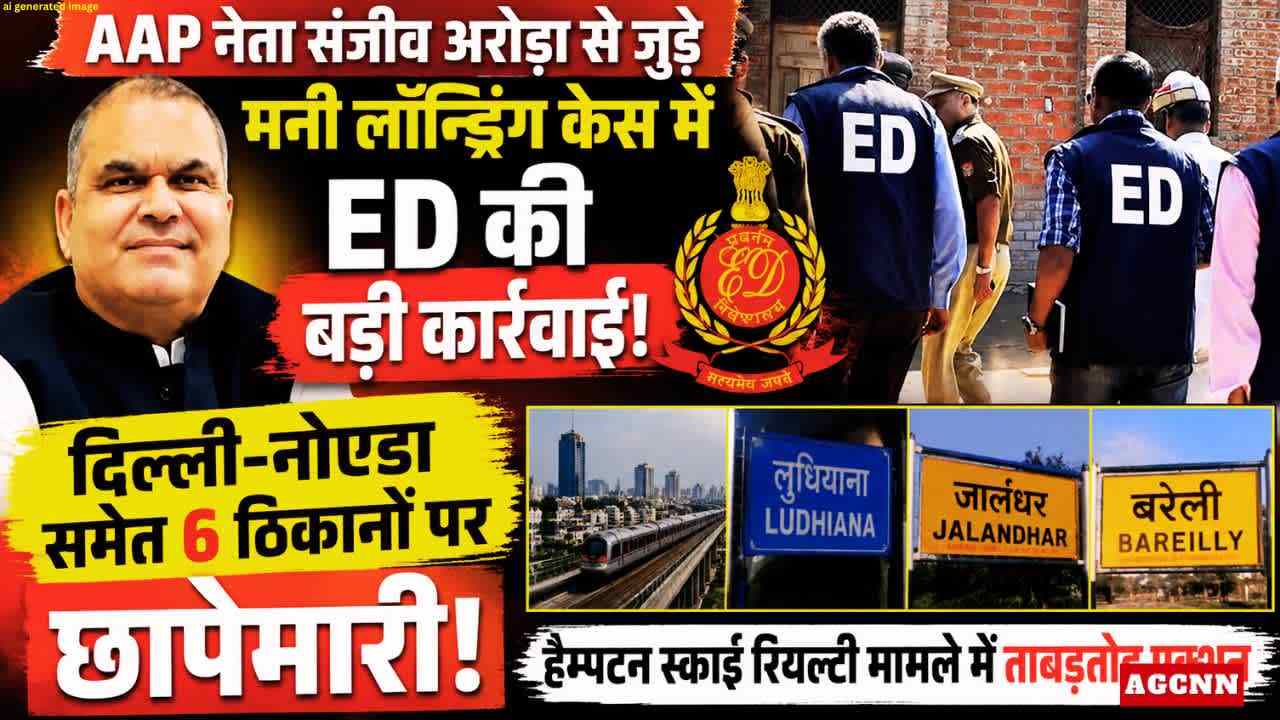 AAP नेता संजीव अरोड़ा से जुड़े मनी लॉन्ड्रिंग केस में ED की बड़ी कार्रवाई, दिल्ली-नोएडा समेत 6 ठिकानों पर छापेमारी 