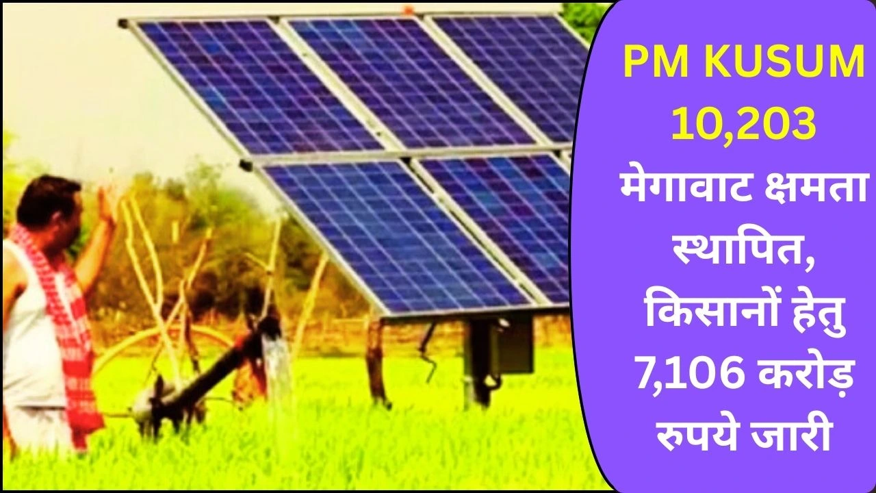 PM KUSUM YOJNA के तहत 10,203 मेगावाट क्षमता स्थापित, किसानों के लिए ₹7,106 करोड़ की मदद जारी