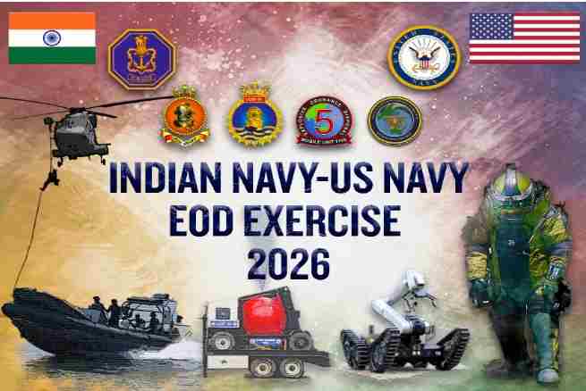 भारत-अमेरिका नौसेना ईओडी अभ्यास 2026 संपन्न, समुद्री सहयोग मजबूत