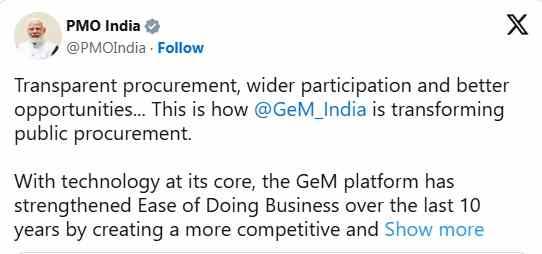 PM Modi ने साझा किया Piyush Goyal का लेख, GeM की 10 साल की उपलब्धियां सामने आईं