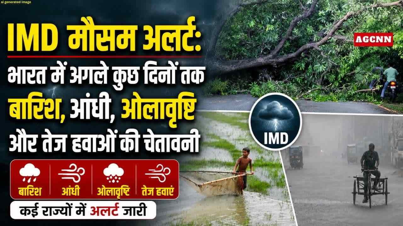 IMD मौसम अलर्ट: भारत में अगले कई दिनों तक बारिश, आंधी, ओलावृष्टि और तेज हवाओं की चेतावनी