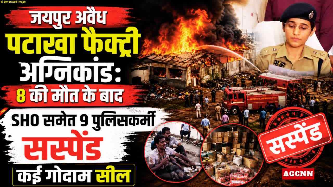 जयपुर पटाखा फैक्ट्री अग्निकांड: 8 मौतों के बाद बड़ा एक्शन, SHO समेत 9 पुलिसकर्मी सस्पेंड