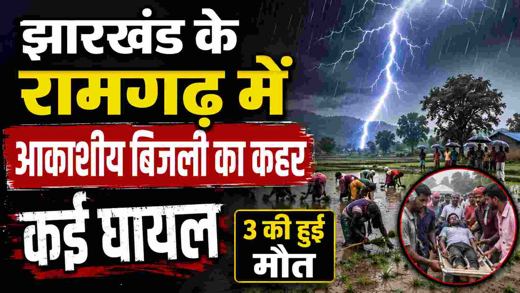 रामगढ़ में आकाशीय बिजली का कहर: तीन लोगों की मौत, कई घायल, प्रशासन ने जारी की चेतावनी