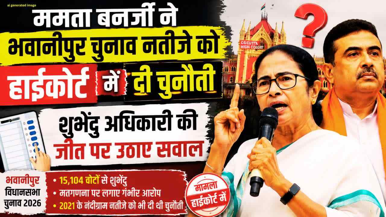 ममता बनर्जी ने भवानीपुर चुनाव नतीजे को हाईकोर्ट में दी चुनौती, शुभेंदु अधिकारी की जीत पर उठाए सवाल