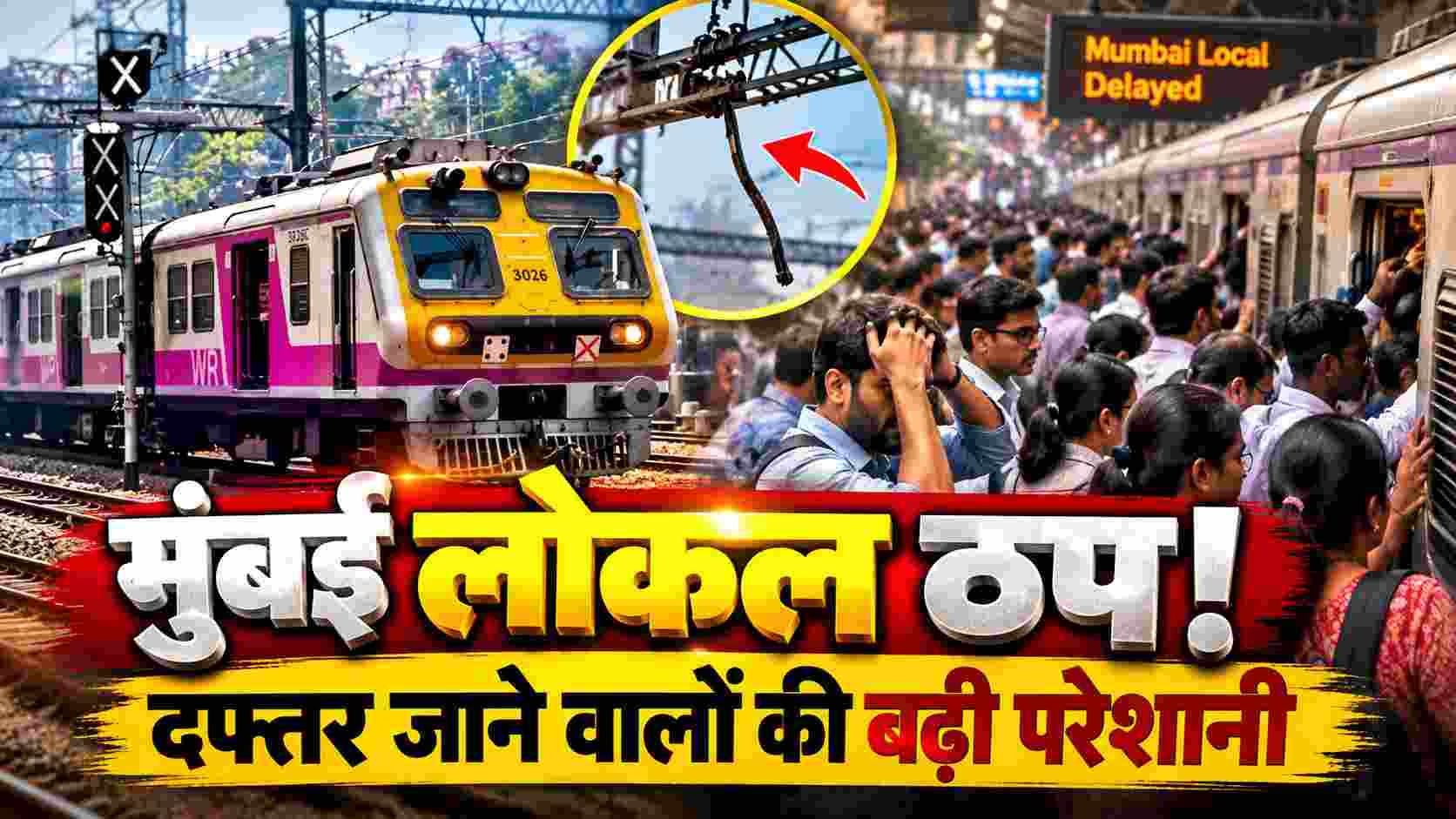 मुंबई लोकल ठप! मुलुंड-ठाणे के बीच तकनीकी खराबी, दफ्तर जाने वालों की बढ़ी परेशानी 