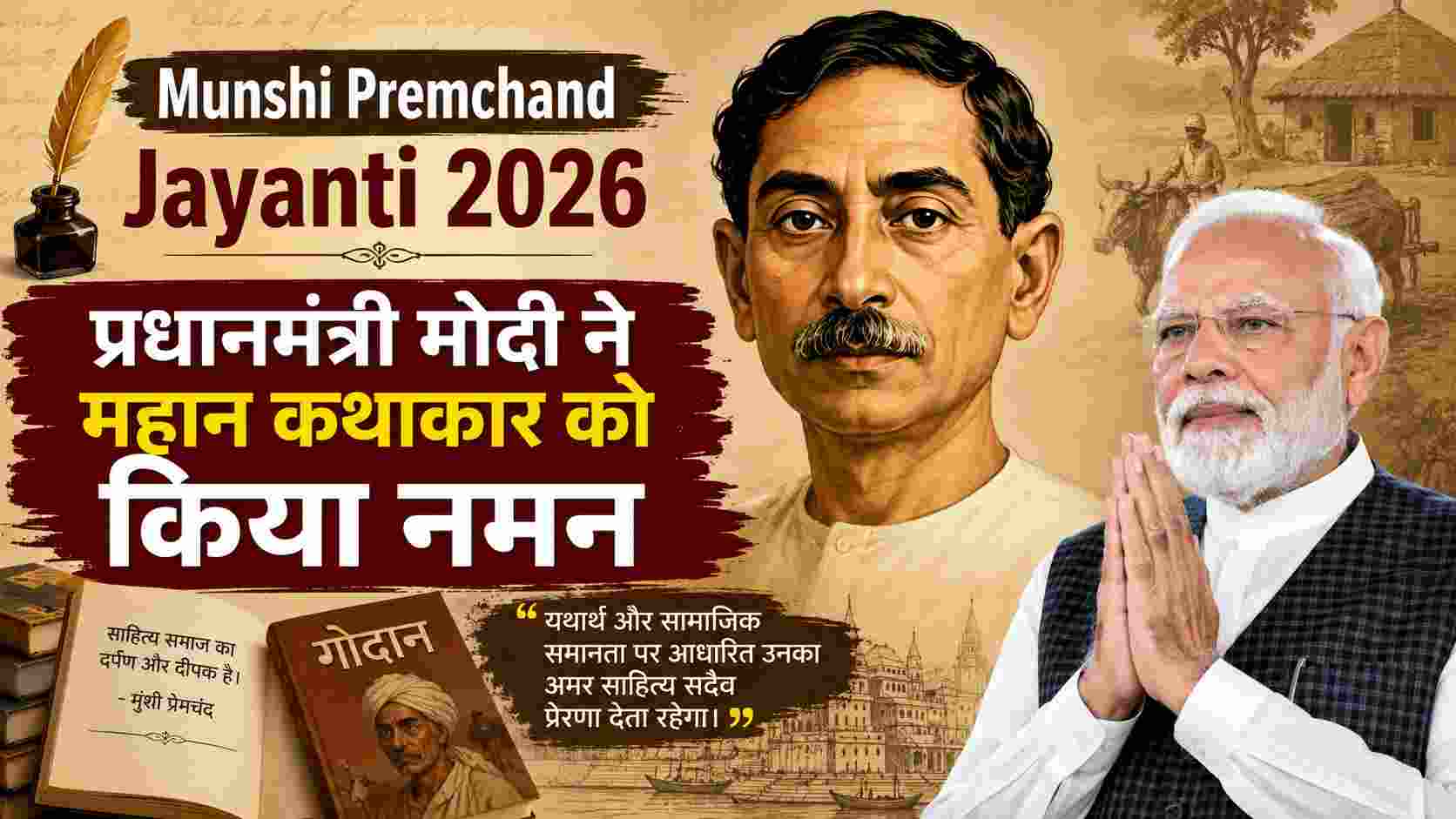 Munshi Premchand Birth Anniversary: PM Modi ने यथार्थवादी साहित्य को बताया प्रेरणा का स्रोत