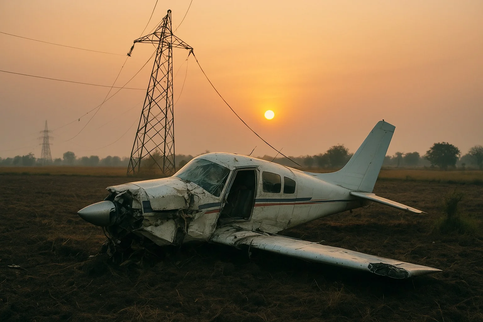 MP में ट्रेनी विमान 33 केवी लाइन से टकराया, बड़ा हादसा टला, 90 गांवों की बिजली गुल