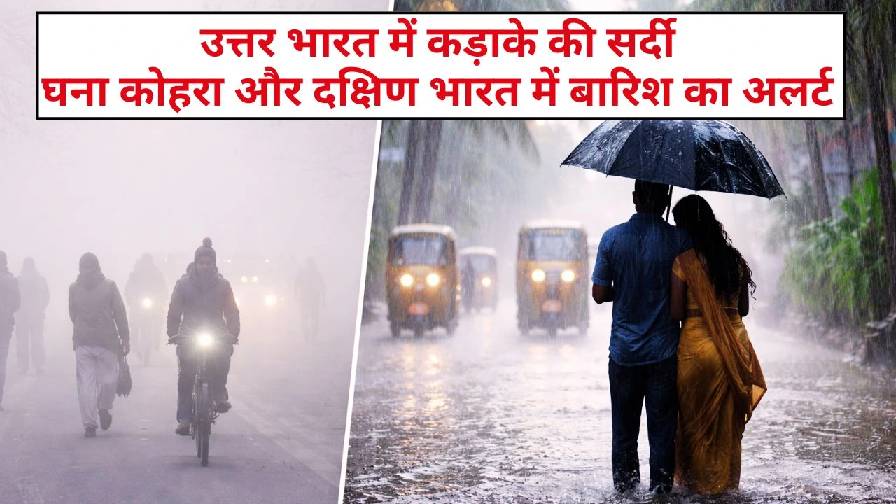 उत्तर भारत में कड़ाके की सर्दी, घना कोहरा और दक्षिण भारत में बारिश का अलर्ट