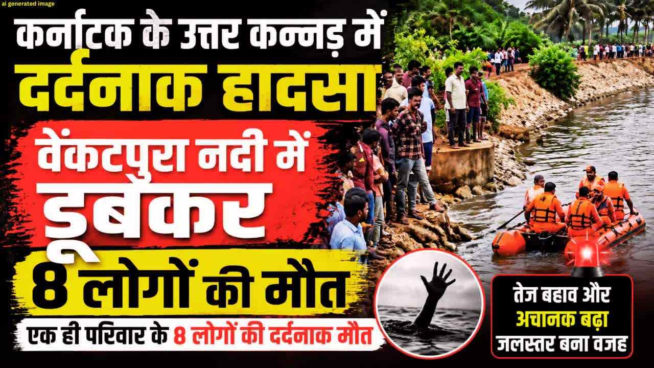 कर्नाटक के उत्तर कन्नड़ में दर्दनाक हादसा: वेंकटपुरा नदी में डूबकर 8 लोगों की मौत