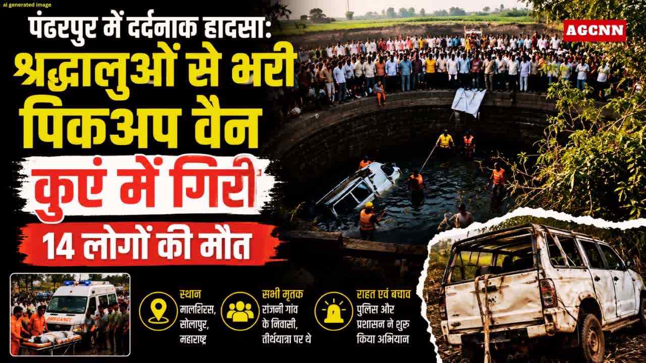 पंढरपुर में बड़ा हादसा: श्रद्धालुओं से भरी पिकअप वैन कुएं में गिरी, 14 लोगों की मौत
