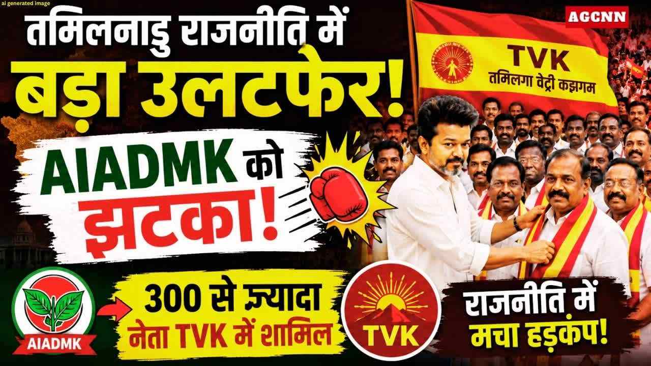 तमिलनाडु राजनीति में बड़ा उलटफेर: AIADMK को झटका, 300 से ज्यादा नेता TVK में शामिल