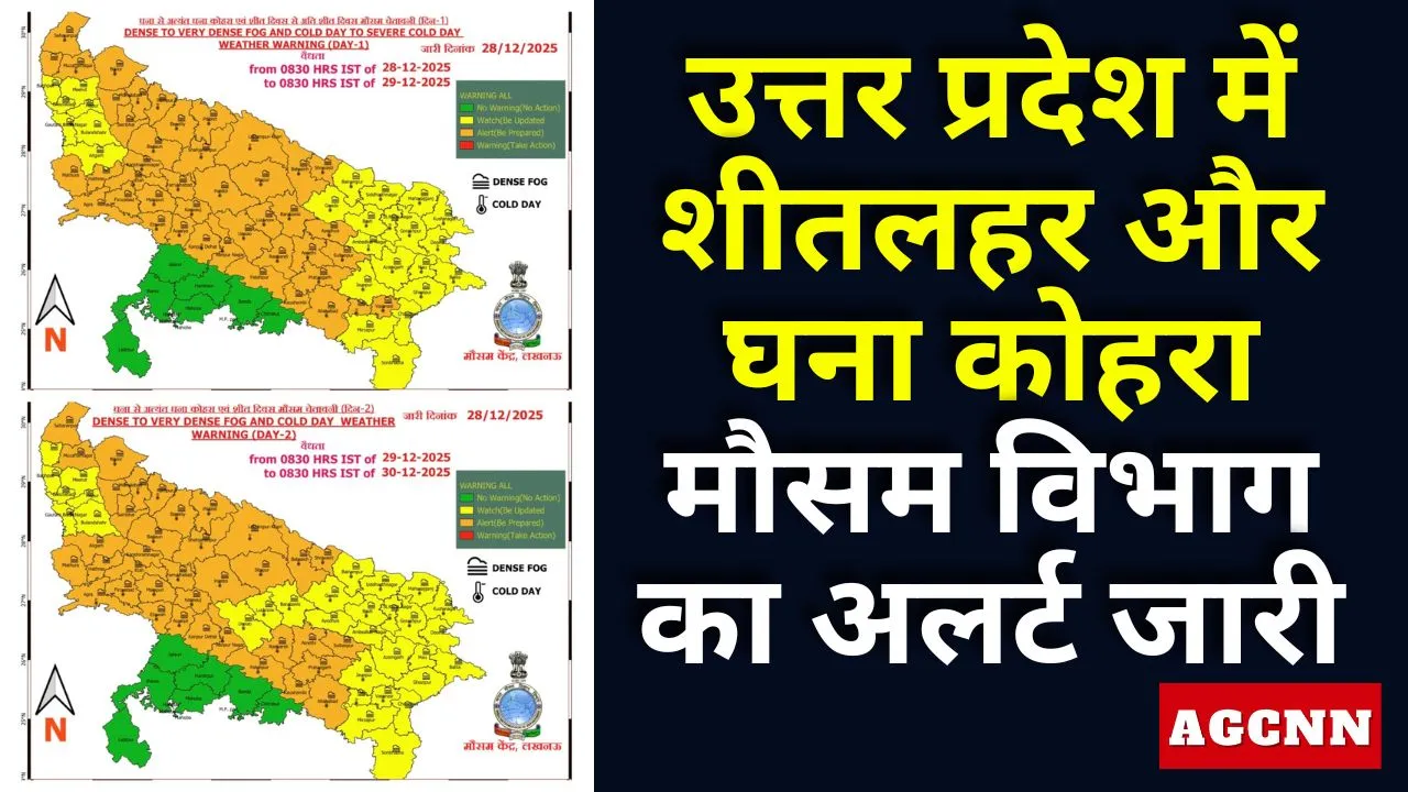 उत्तर प्रदेश में शीतलहर और घना कोहरा: मौसम विभाग का अलर्ट जारी