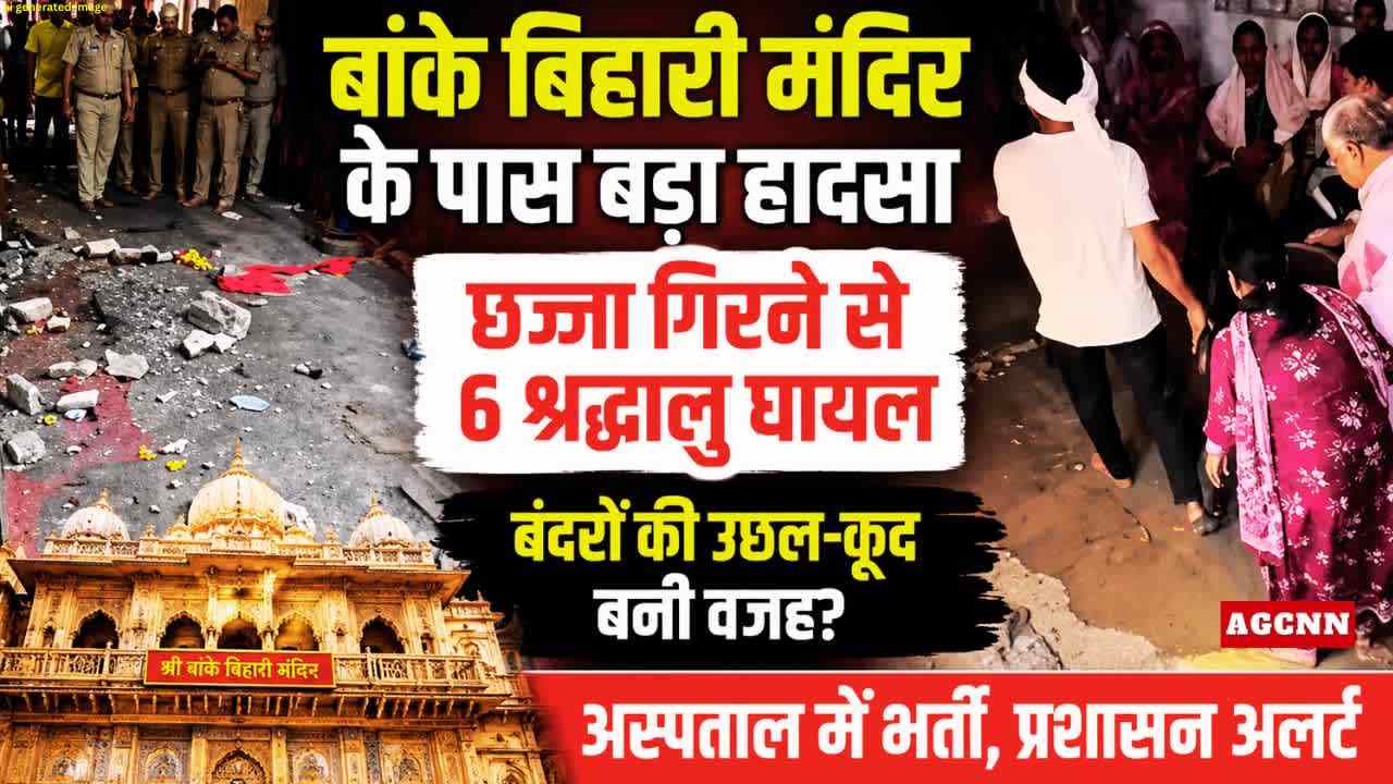 वृंदावन में बांके बिहारी मंदिर के पास बड़ा हादसा, जर्जर छज्जा गिरने से 6 श्रद्धालु घायल